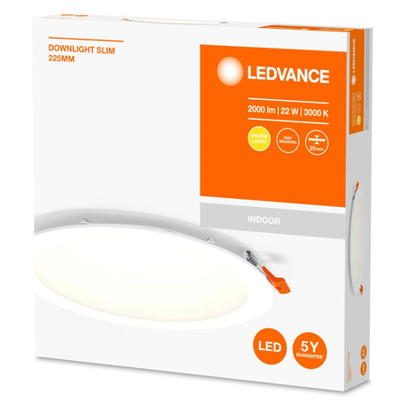 Panel LED Podtynkowy Oprawa Sufitowa DOWNLIGHT SLIM 22W 2000lm 3000K Ciepła 22.5cm LEDVANCE