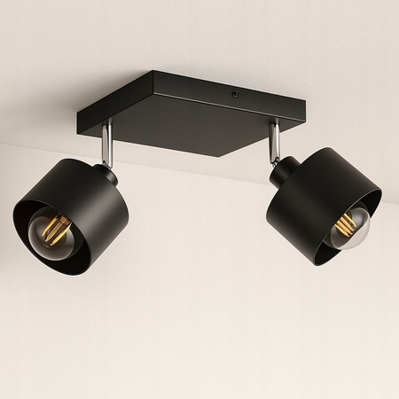 Lampa Sufitowa Spot Tuba Reflektor Oprawa Halogenowa 2x E27 Ruchomy Czarny Elza Masterled