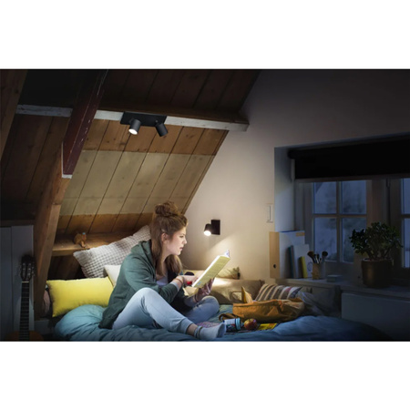 Lampa sufitowa Reflektor LED Spot Runner Czarny 2x4.2W CCT PHILIPS HUE Bluetooth Zigbee + Przełącznik Dimmer Switch