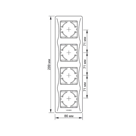 Ramka Pozioma do Gniazdek Poczwórna Natynkowa Czarna BINERA VIDEX