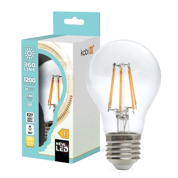 Żarówka LED E27 Kulka 10W 1200lm 3000K Ciepła 360° Filament Line Kobi