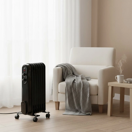 Grzejnik Olejowy 2000W Regulowany Termostat Czarny Sanico Goldlux