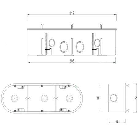 Puszka Końcowa Podtynkowa Potrójna z Wkrętami Instalacyjna PK60 Do Płyt Gipsowych F-ELEKTRO