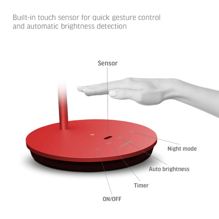 Lampka Biurkowa LED 20W 1450lm 4100K Neutralna CRI98 Czerwona Ściemnialna Videx