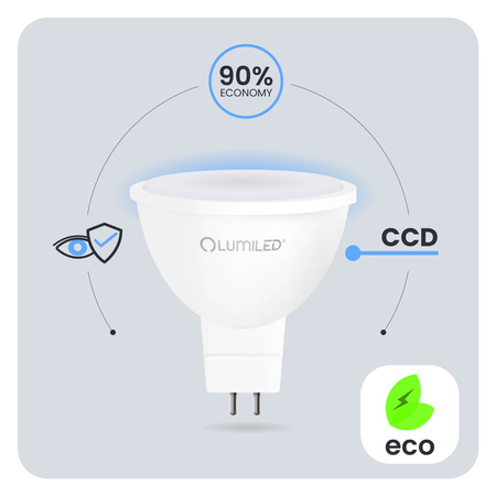 10x Żarówka LED GU5.3 Reflektor MR16 8W = 80W 720lm 6500K Zimna 120° 12V LUMILED