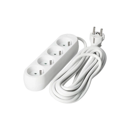 Przedłużacz Sieciowy Wtyk 4x Gniazdo z Uziemieniem Listwa Zasilająca 5m Biały Linea Kobi
