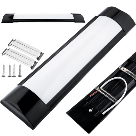 Lampa LED Panel Oprawa Natynkowa Belka Czarna 30cm 9W 6500K Zimna Barwa