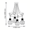 Lampa Wisząca Sufitowa ROPE ALEGRA 4x E27 Żyrandol Loft Stal + Sznur Czarna GOLDLUX (Polux)