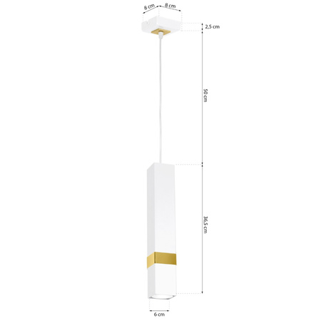 Lampa wisząca Tuba Zwis VIDAR Biały + złoty 1x GU10 Milagro Metal Styl nowoczesny