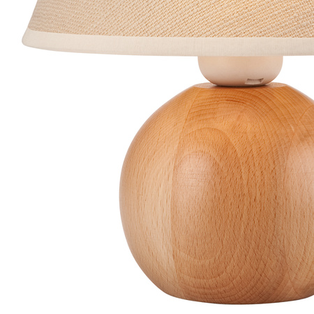 Lampa Stołowa Biurkowa Nocna BALL E27 Drewniana Kremowa Abażur LN-1.D.2 Lamkur