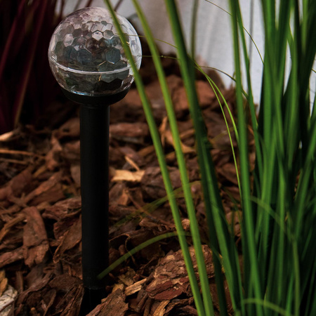 Lampa Solarna Ogrodowa LED Wbijana Kulka RGB IP44 34cm Czujnik Zmierzchu