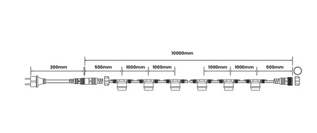 Girlanda Ogrodowa Zewnętrzna Łańcuch Świetlny 10m 10x E27 Żarówki 1W 2700K NARCI Lumiled