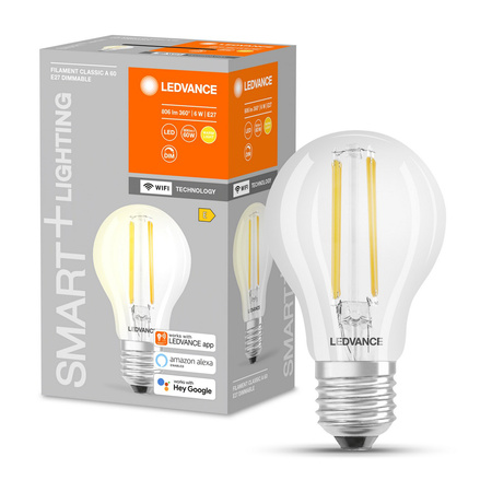 Żarówka LED E27 A60 6W 806lm 2700K Ciepła SMART+ WiFi Filament Ściemnialna Classic LEDVANCE