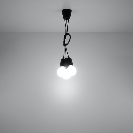 Lampa Sufitowa Wisząca Zwis 3x E27 Nieregularna Czarna Nowoczesna Diego Sollux