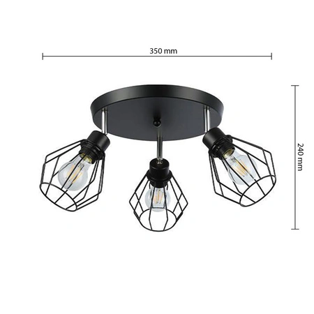 Lampa Sufitowa Spot Tuba Reflektor Oprawa Halogenowa 3x E27 Ruchomy Czarny Otto Masterled