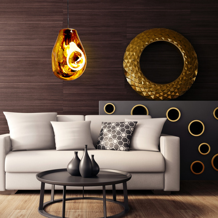 Lampa wisząca sufitowa szklana KIMBERLY GOLD 1x E27 GOLDLUX (Polux)