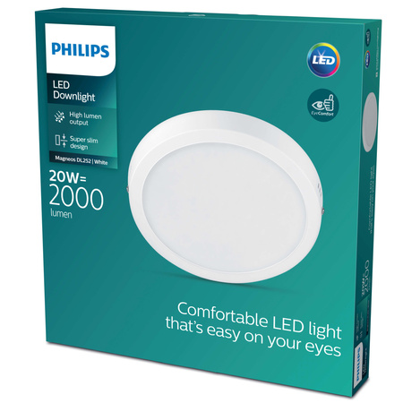 Lampa Sufitowa Plafon LED 20W 2000lm 2700K Biała Magneos Philips