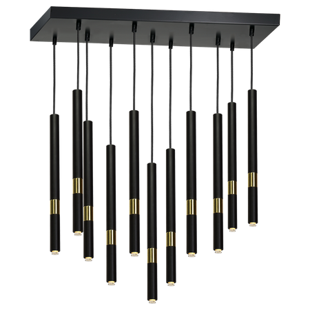 Lampa wisząca MONZA 11xG9 8W Podłużna Minimalistyczna Czarna Złota MLP6386 Milagro Metal
