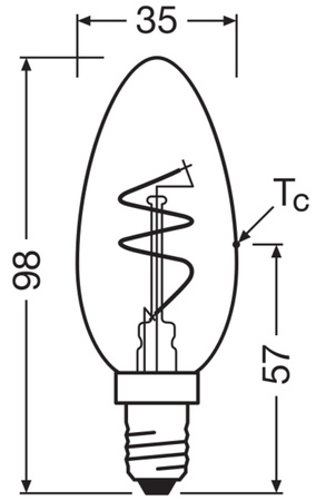 Żarówka LED Dekoracyjna B35 Świeczka E14 3.5W = 28W 300lm 2200K Ciepła CRI90 300° Bursztynowa Filament Ściemnialna Vintage 1906 Osram