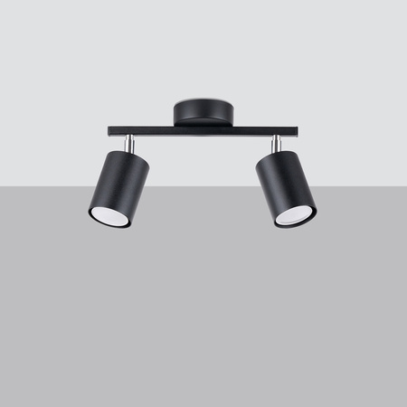 Lampa Sufitowa Listwa Oświetleniowa 2x GU10 Tuba Ruchoma Tubularna Czarna Minimalistyczna Lemmi Sollux