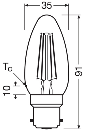 Żarówka LED B35 Świeczka B22d 4W = 40W 470lm 4000K Neutralna 300° Retrofit Filament CLASSIC Osram