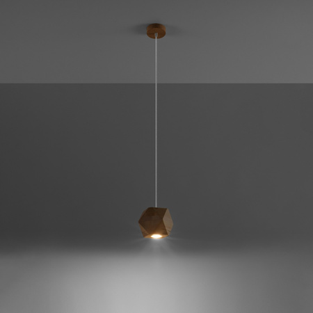 Lampa Sufitowa Wisząca Zwis GU10 Geometryczna Brązowa Skandynawska Woody Sollux