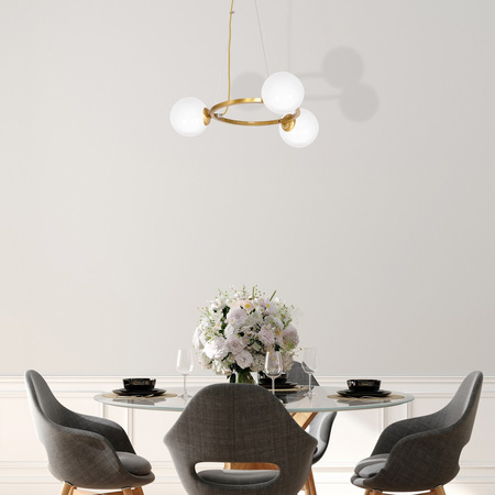 Lampa wisząca VIENNA 3xE14 Mosiądz Obręcz Geometryczne Elegancka MLP5576 Milagro Metal + Szkło