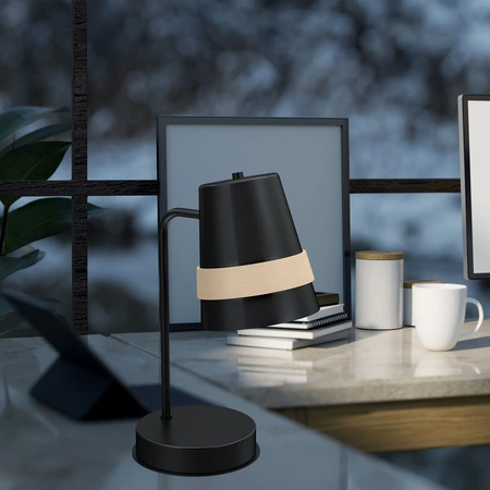 Lampa Stołowa VENEZIA Czarna 1xE27 Biurkowa Nocna Milagro