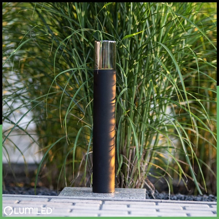 Lampa Ogrodowa Stojąca Zewnętrzna Słupek NA ŻARÓWKE E27 Czarna SZKŁO IP54 80 cm SALVIA LUMILED