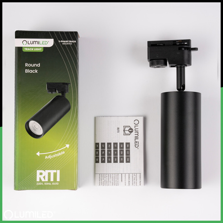 Reflektor Szynowy GU10 Czarny RITI Lampa do Szynoprzewodów Jednofazowych LUMILED