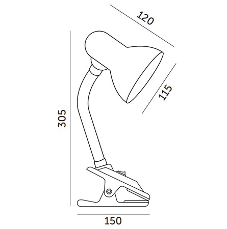 Lampka Biurkowa Lampa Stołowa Szkolna E27 Klips Czarna Lumek Kobi