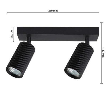 Lampa Sufitowa Spot Tuba Reflektor Oprawa Halogenowa 2x GU10 Ruchomy Czarny Lucerno Masterled