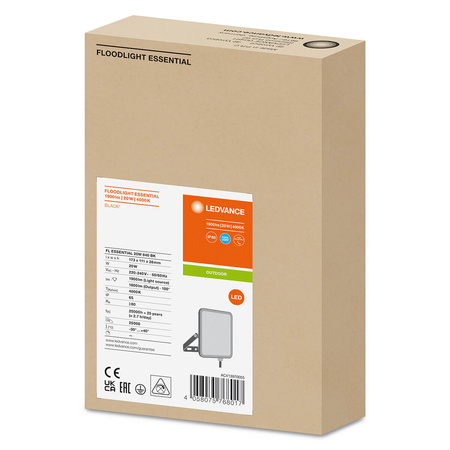 Naświetlacz LED 20W 4000K 1800lm IP65 Czarny LEDVANCE ESSENTIAL