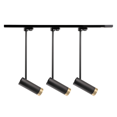 Zestaw Szynowy Szynoprzewód Szyna Listwa 1-Fazowa + 3x Reflektor GU10 Czarna Złota PORTO Sanico Goldlux