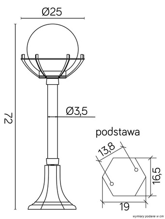 Lampa Ogrodowa Zewnętrzna Słupek LATARNIA E27 Kule z koszykiem 200 K 5002/3/KPO 72cm czarny Su-Ma