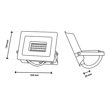 Naświetlacz LED ZUNA2 30W 2700lm 6500K IP65 Czarny LUMILED
