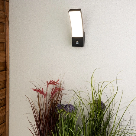 Lampa Elewacyjna LED Zewnętrzna Ścienna Czarna Kinkiet Ogrodowy 10W 4000K IP44 Czujnik Ruchu LOGIA LUMILED