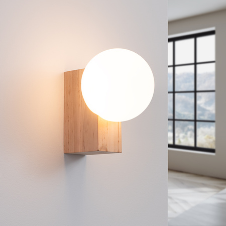 Lampa Ścienna Kinkiet G9 Naturalne Drewno BULBO Peach Puff SL.1682 Sollux