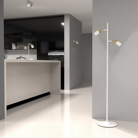 Lampa Podłogowa Stojąca JOKER Biała Złota 2xGU10 Milagro