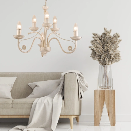 Lampa Wisząca Sufitowa DONATO 6xE14 Żyrandol Biała Klasyczna LM-6.29/A Lamkur