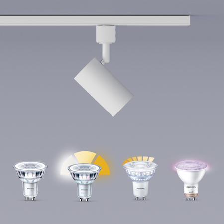 Zestaw Szynowy Lampa Sufitowa Szynoprzewód 1m + 3x Reflektor Szynowy LED GU10 Jednofazowy Biały EasyLink Zilo Philips