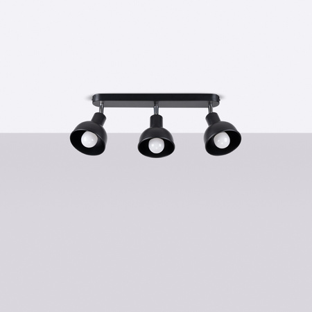 Lampa Sufitowa Oprawa Natynkowa Reflektor 3x E27 Ruchoma Geometryczna Czarna Industrialna Elba Sollux