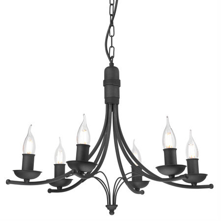 Lampa Wisząca Sufitowa LUCY 6xE14 Żyrandol Czarna Klasyczna LM-6.153 Lamkur