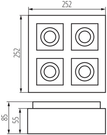 Oprawa Natynkowa Halogenowa SPOT Ruchoma Czarna 4xGU10 STOBI Kanlux