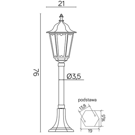 Lampa Ogrodowa Zewnętrzna Stojąca SŁUPEK Retro Midi K 5002/3/M E27 76cm Su-Ma