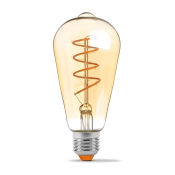 Żarówka LED E27 ST64 4W = 28W 300lm 2200K Ciepła Amber Filament Ściemnialna 360° VIDEX