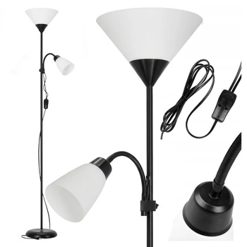 Lampa Podłogowa Oprawa Stojąca 2- Punktowa E27 E14 Czarna Mleczna Kobi