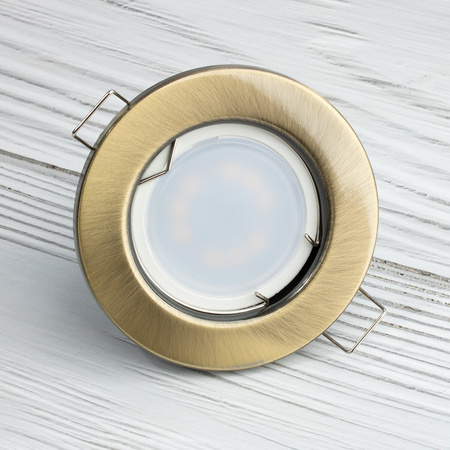 Oprawa HALOGENOWA Podtynkowa Stała Okrągła Antyk Blacha GU10 MR16