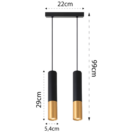 Lampa Wisząca Sufitowa KEON 2xGU10 Regulowana Czarno-Złota MASTERLED