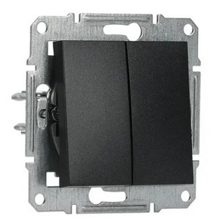 Włącznik Światła Podwójny Schodowy Dwubiegunowy bez Ramki Podtynkowy Asfora IP20 Antracyt